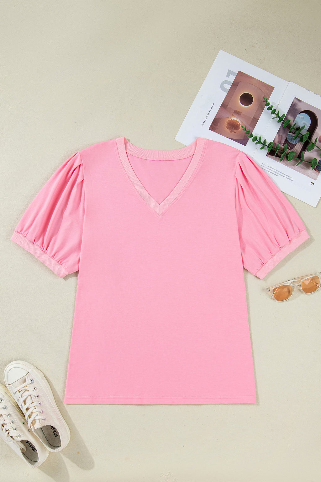 The Mayla  V-Neck Puff Sleeve Blouse