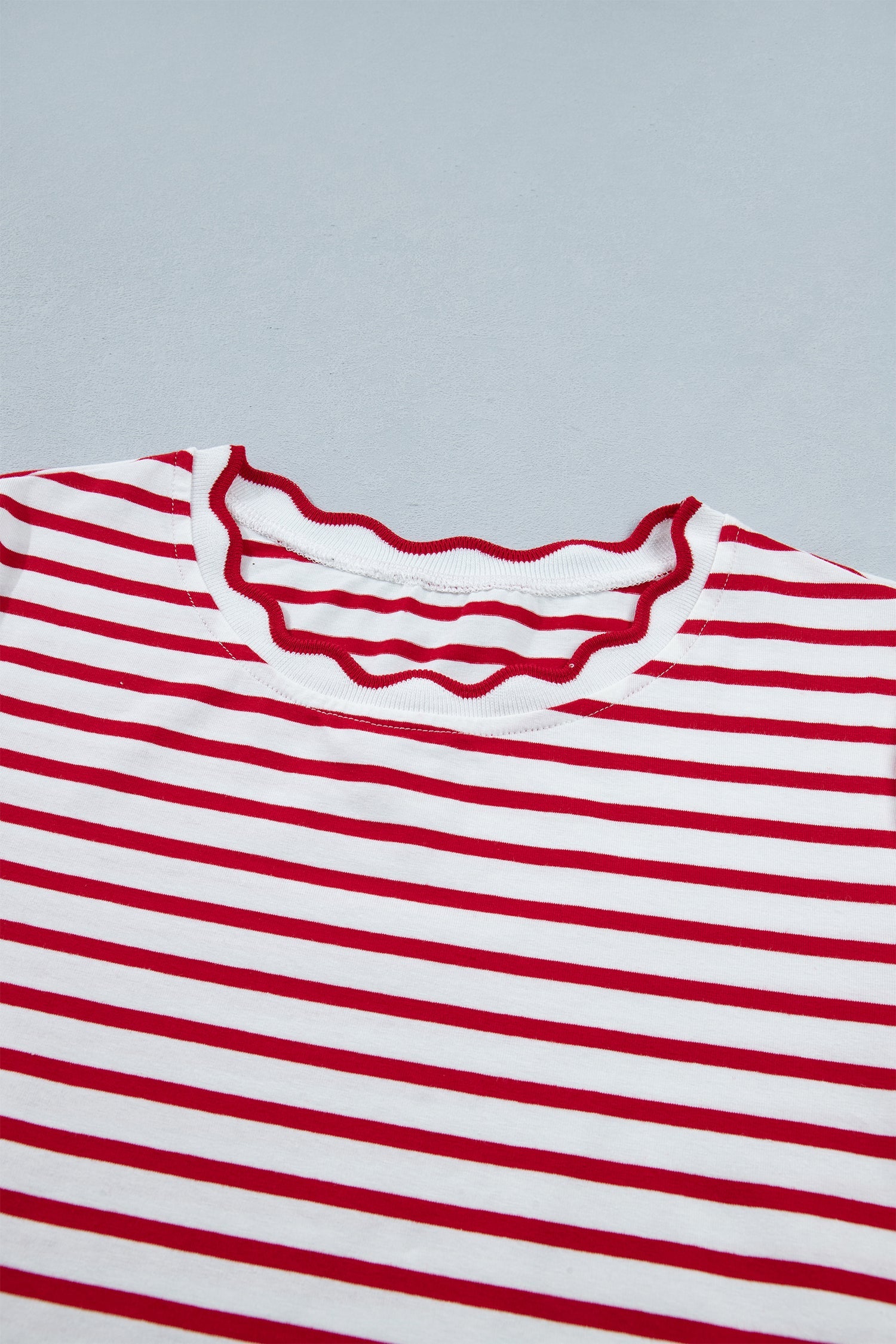 The Maise Stripe Scallop Shorts Set