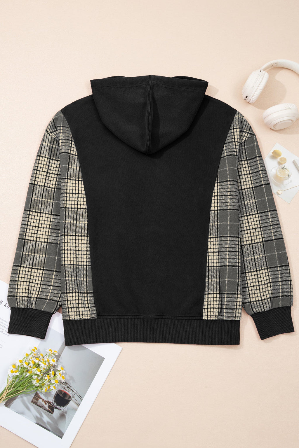 The Arden Plaid Sleeve Hoodie