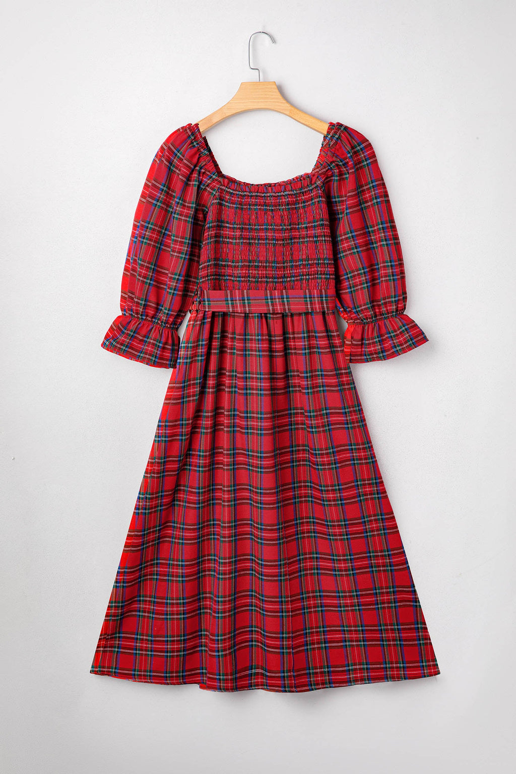 The Home For The Holidays Plaid Midi Dress