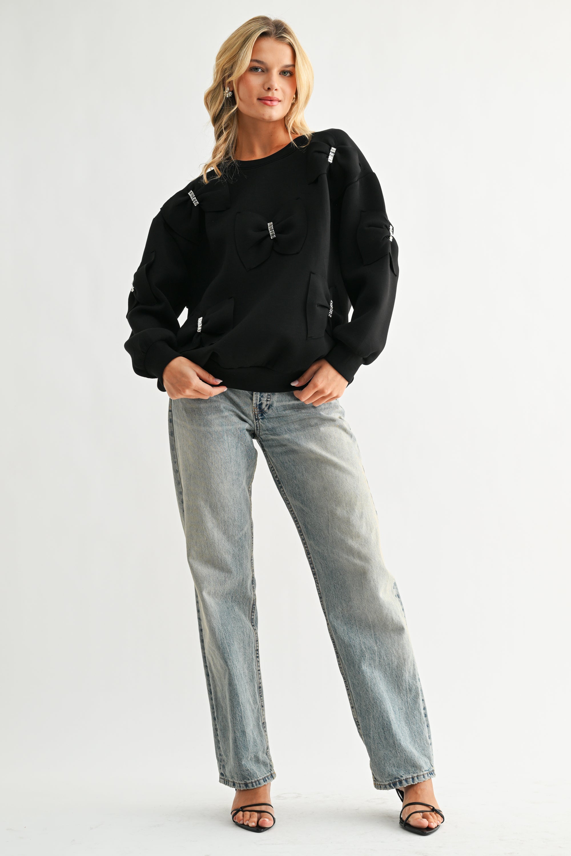 The Betsey French Scuba Ribbon Bow Top