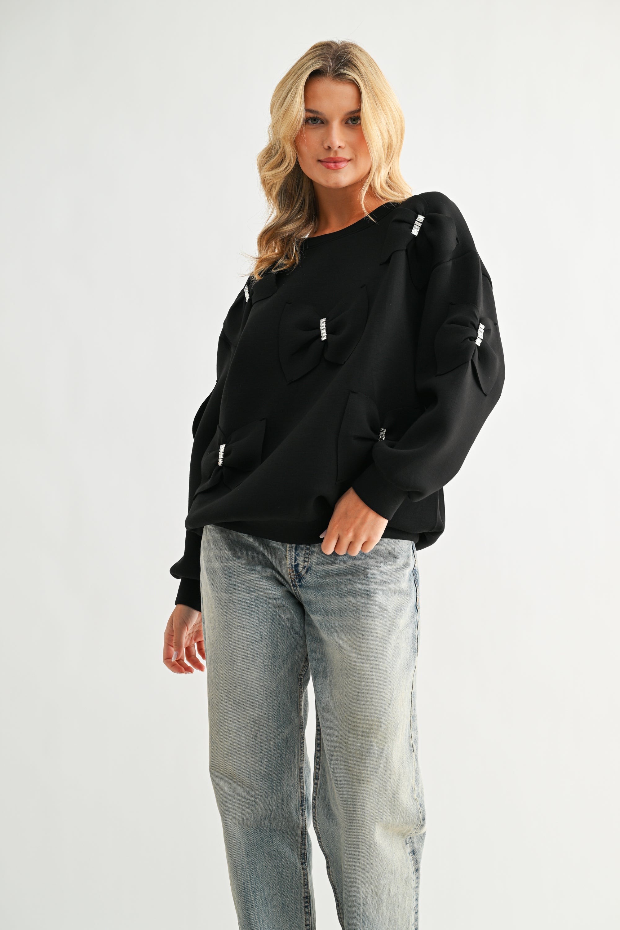 The Betsey French Scuba Ribbon Bow Top