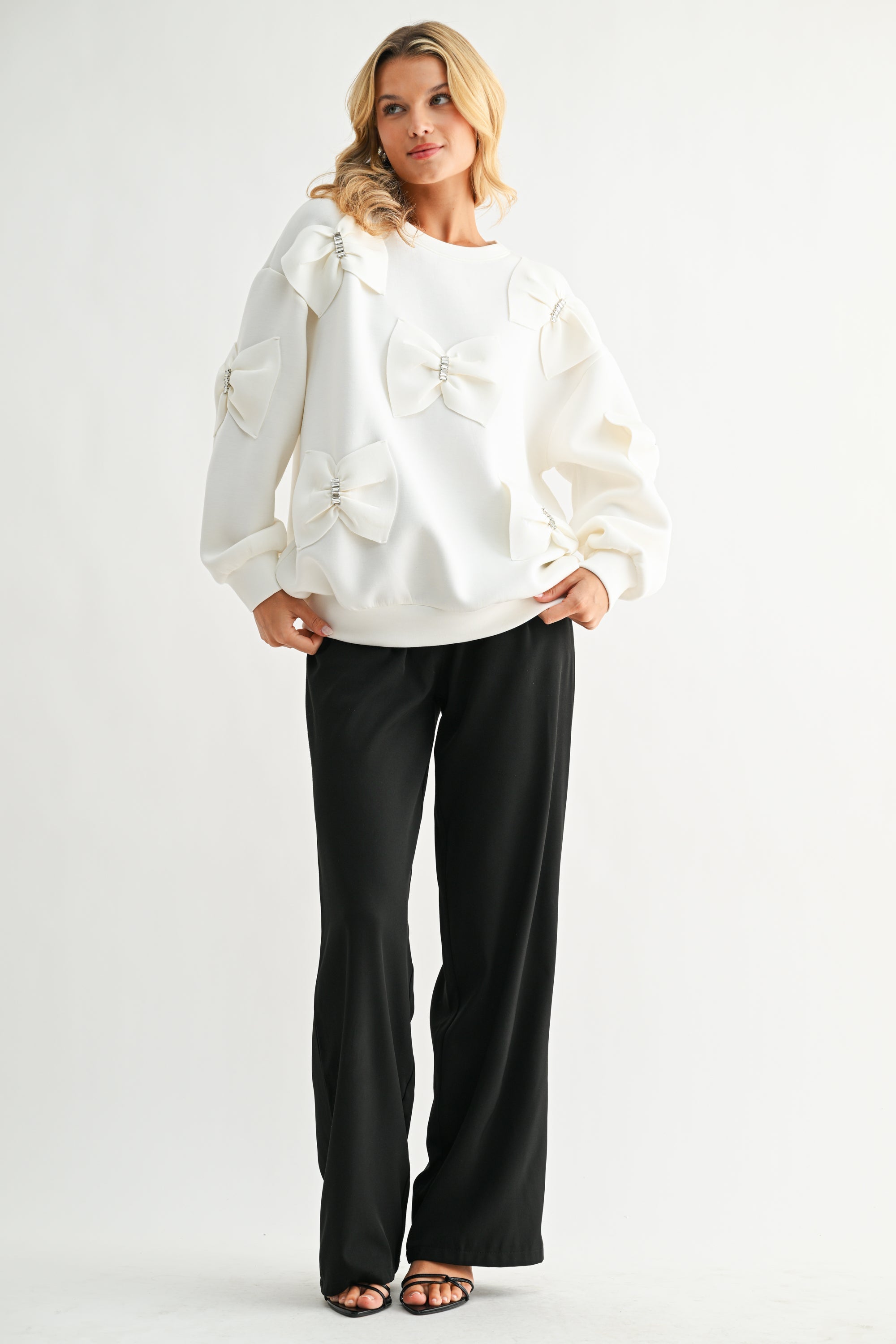 The Betsey French Scuba Ribbon Bow Top