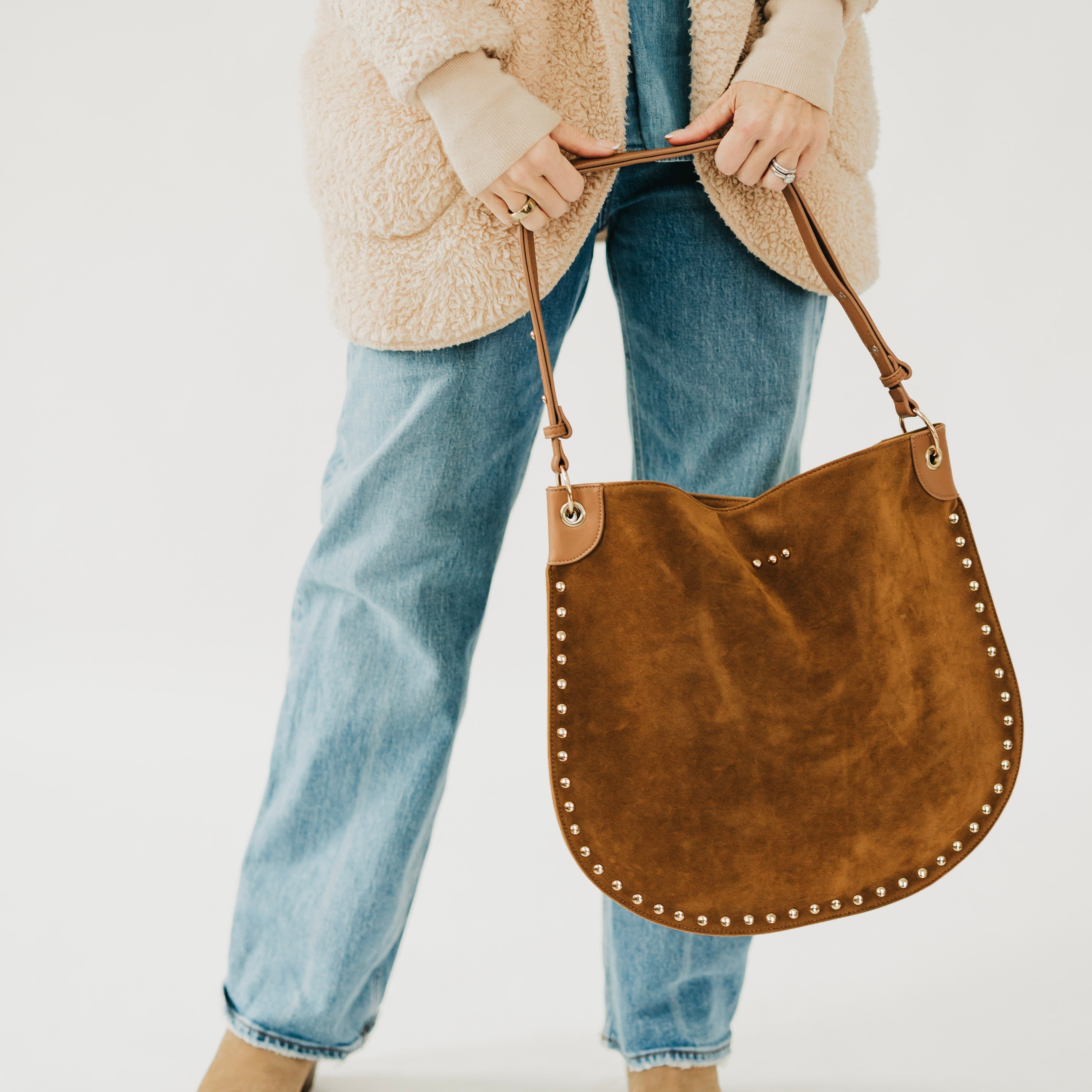 The Rosalie Rivet Suede Hobo Bag