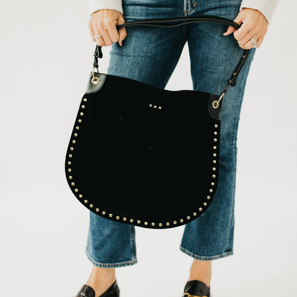 The Rosalie Rivet Suede Hobo Bag