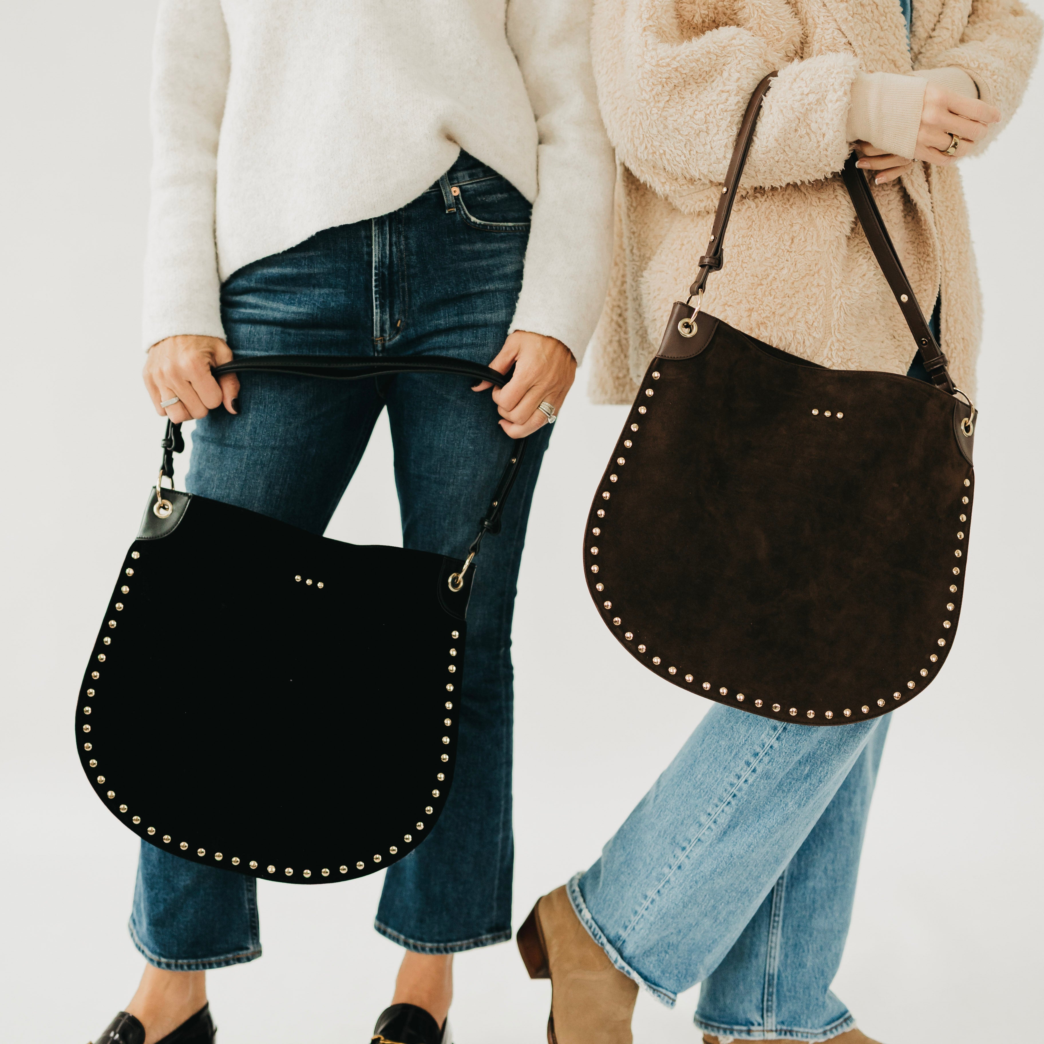 The Rosalie Rivet Suede Hobo Bag