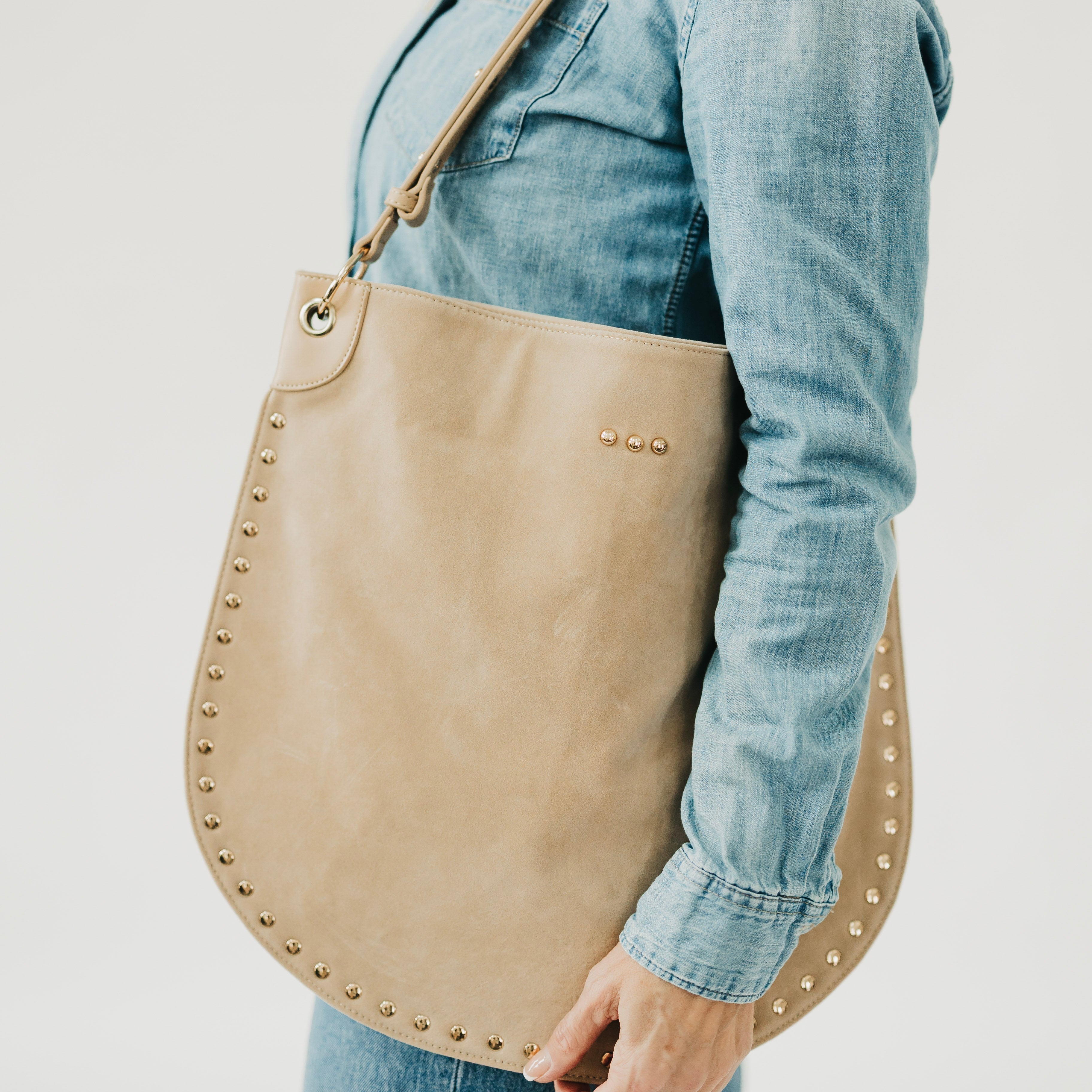 The Rosalie Rivet Suede Hobo Bag