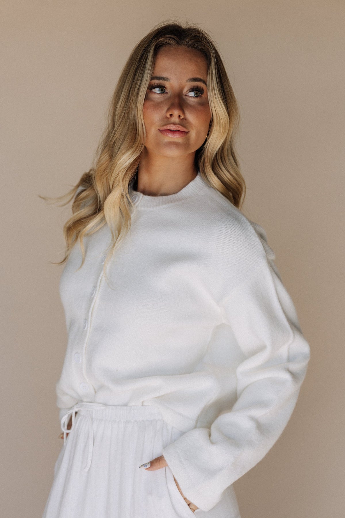 The Marilee Temple Sweater in Ivory