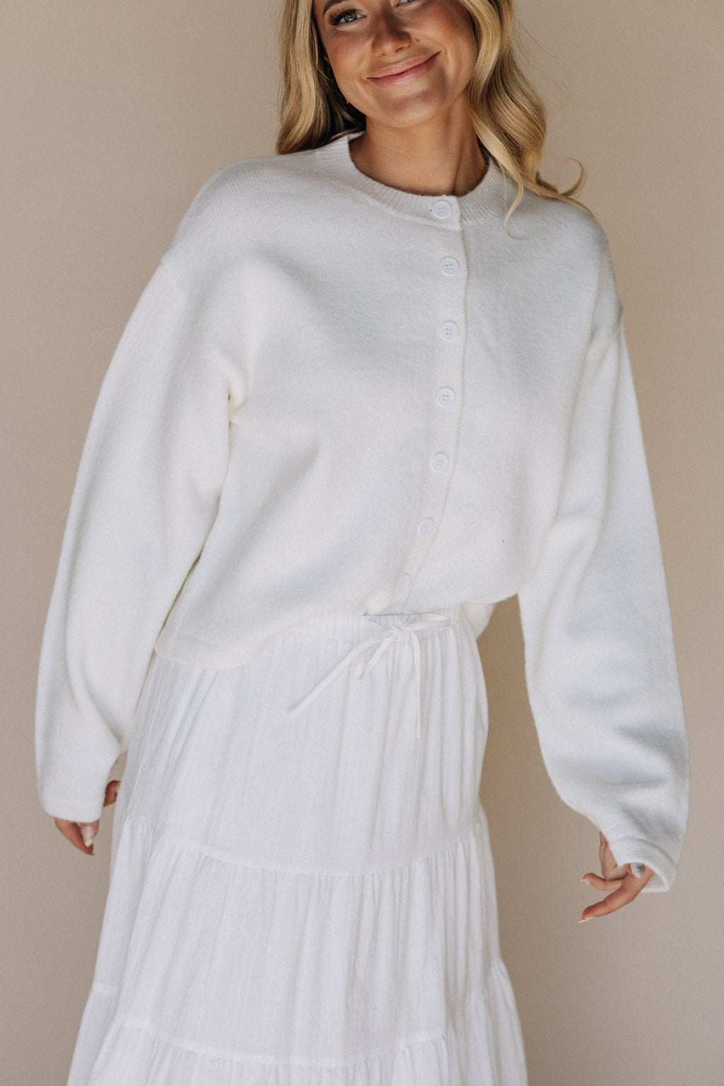 The Marilee Temple Sweater in Ivory
