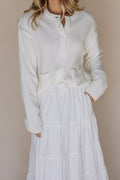The Paisley Button Up Sweater Top in Ivory