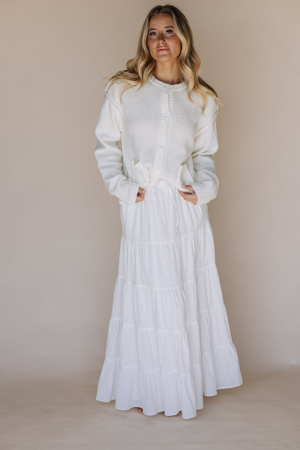 The Paisley Button Up Sweater Top in Ivory