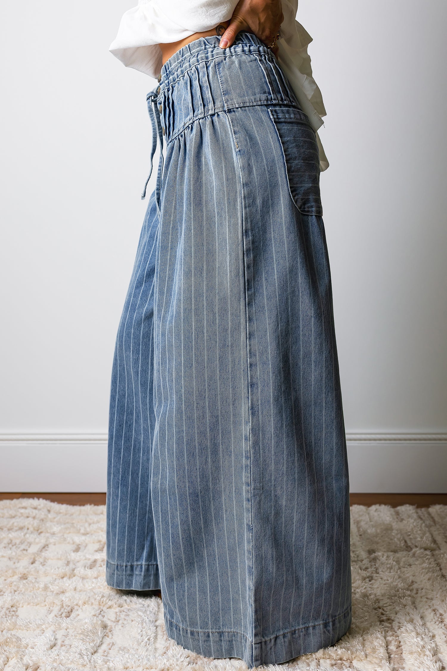 The Delilah Pleated Wide Leg Jeans