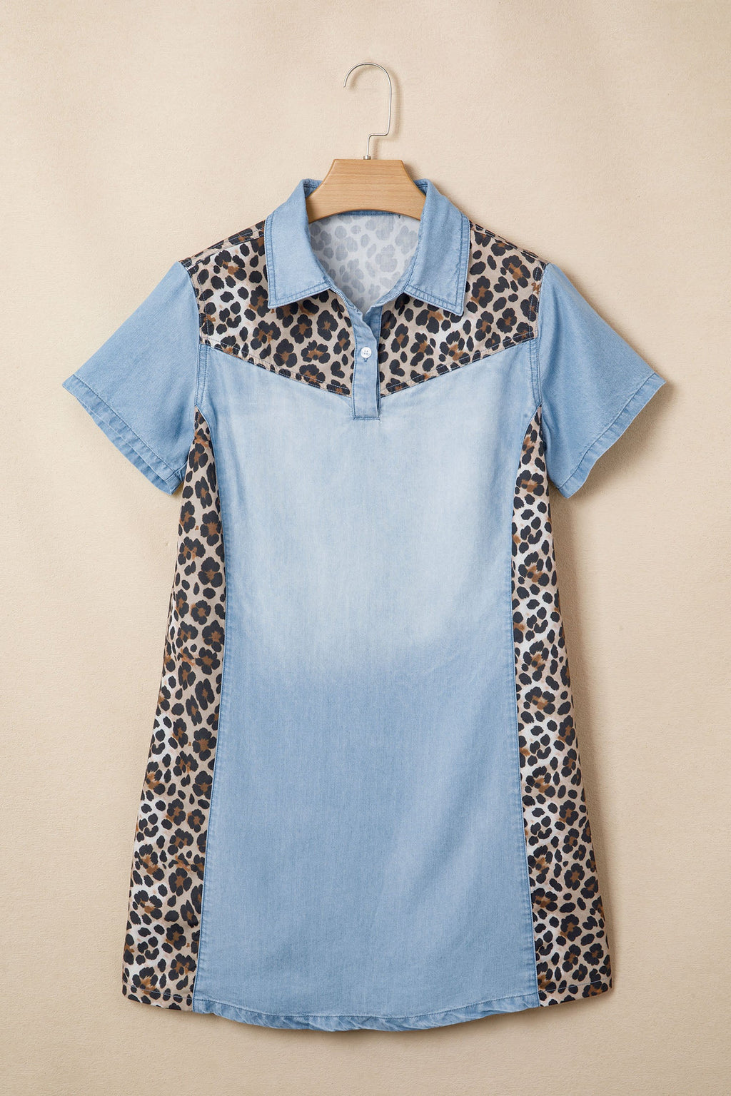 The Emilia Denim Leopard Dress