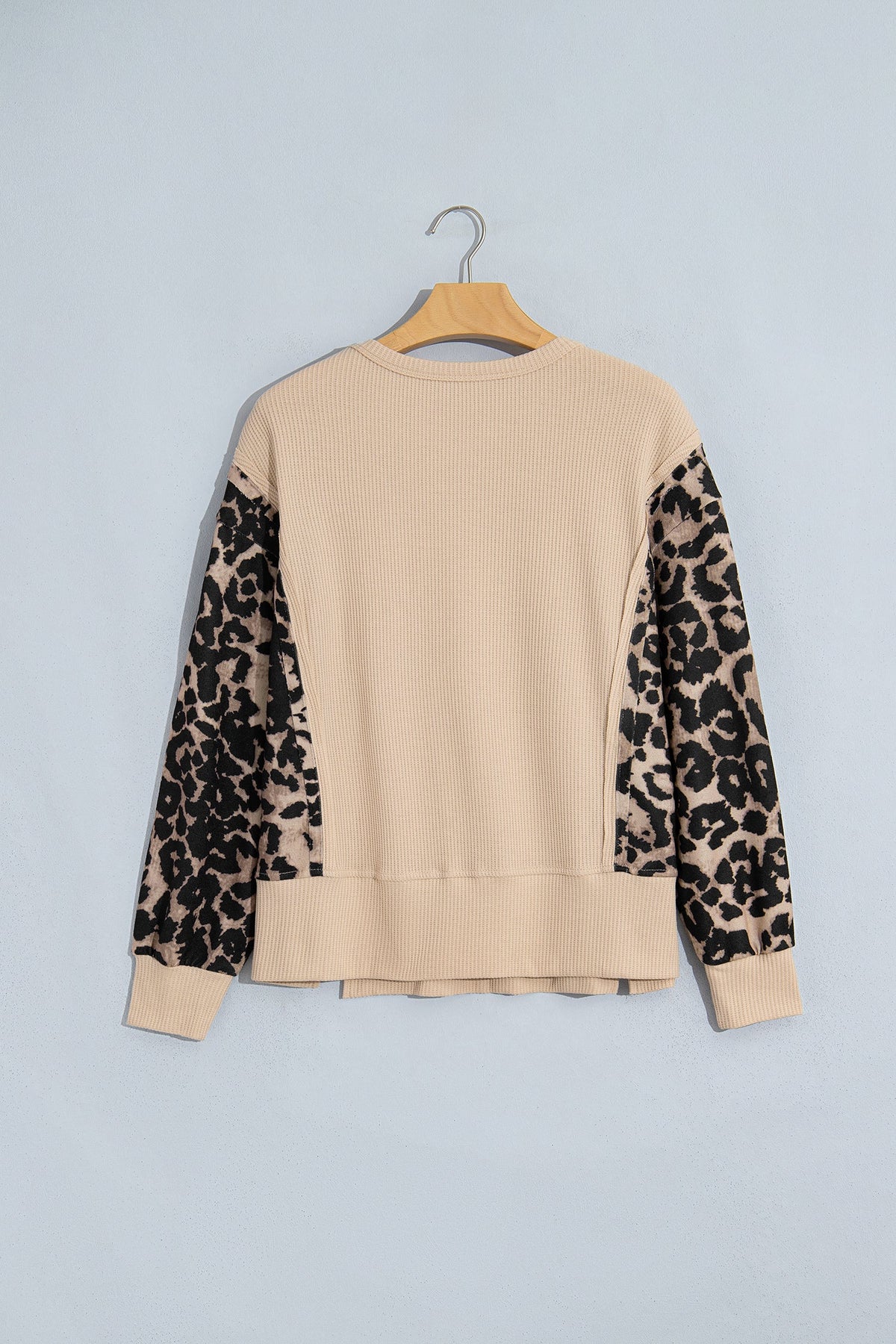 The Raquel Leopard Trim Waffle Knit Sweater