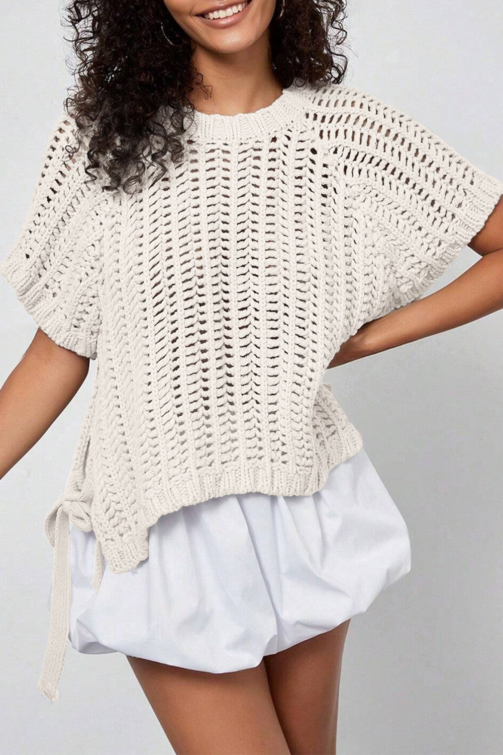 The Brynlee Crochet Bow Tie Sweater