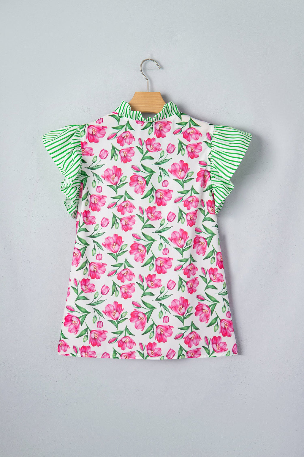The Addie Floral Stripe Ruffle Blouse