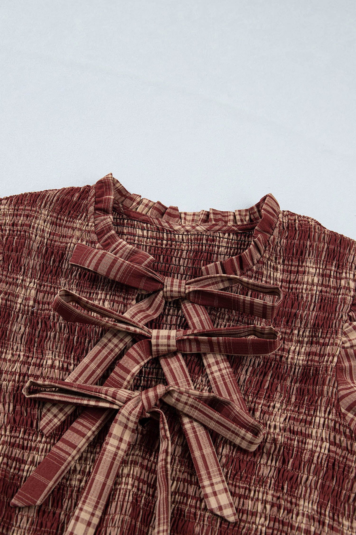 The Lucy Plaid Knot Front Smocked Dress