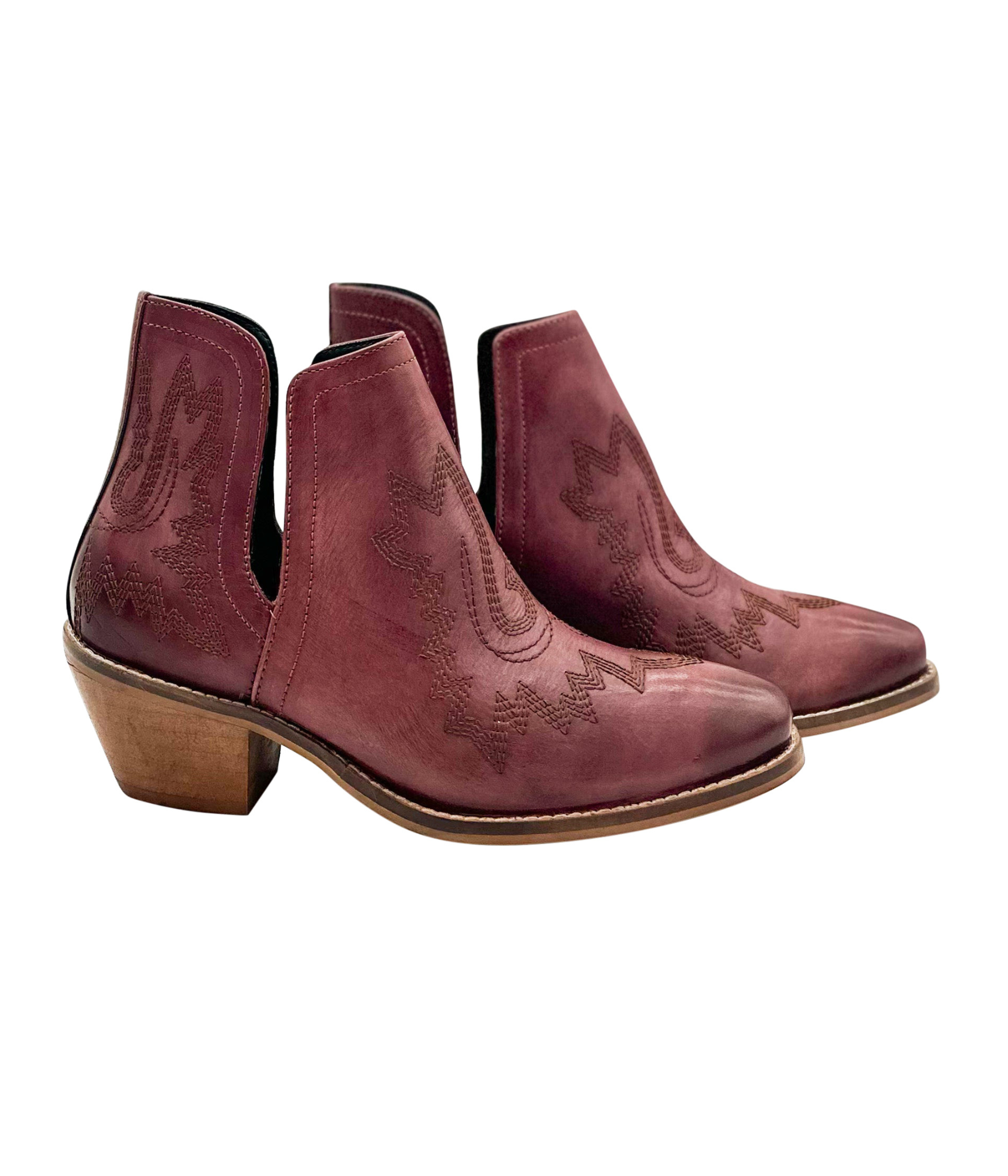 The Rosalie Booties in Burgundy