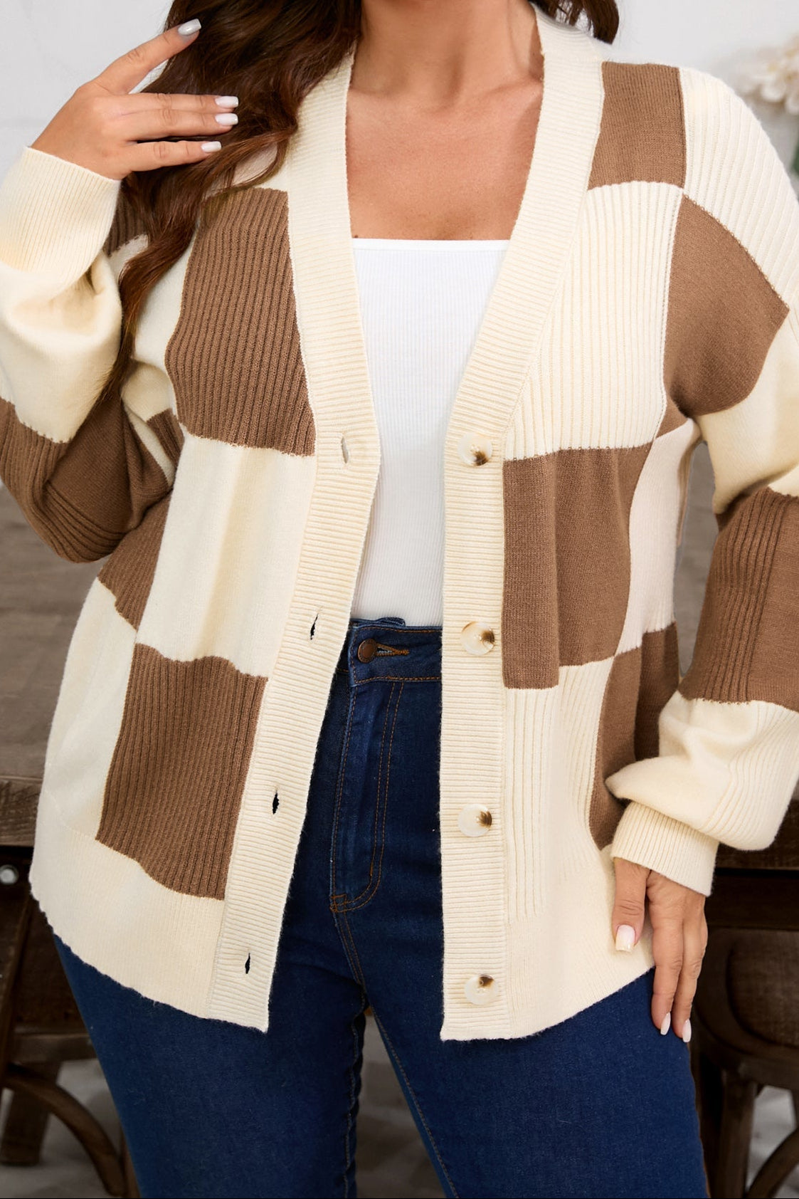 The Bridget Checkered Cardigan