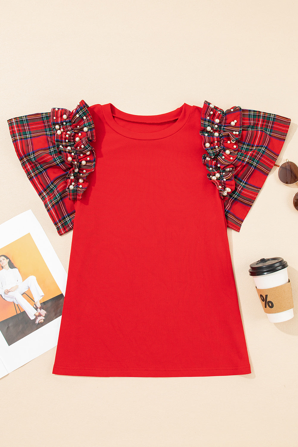 The Holly Jolly Ruffle Plaid Top