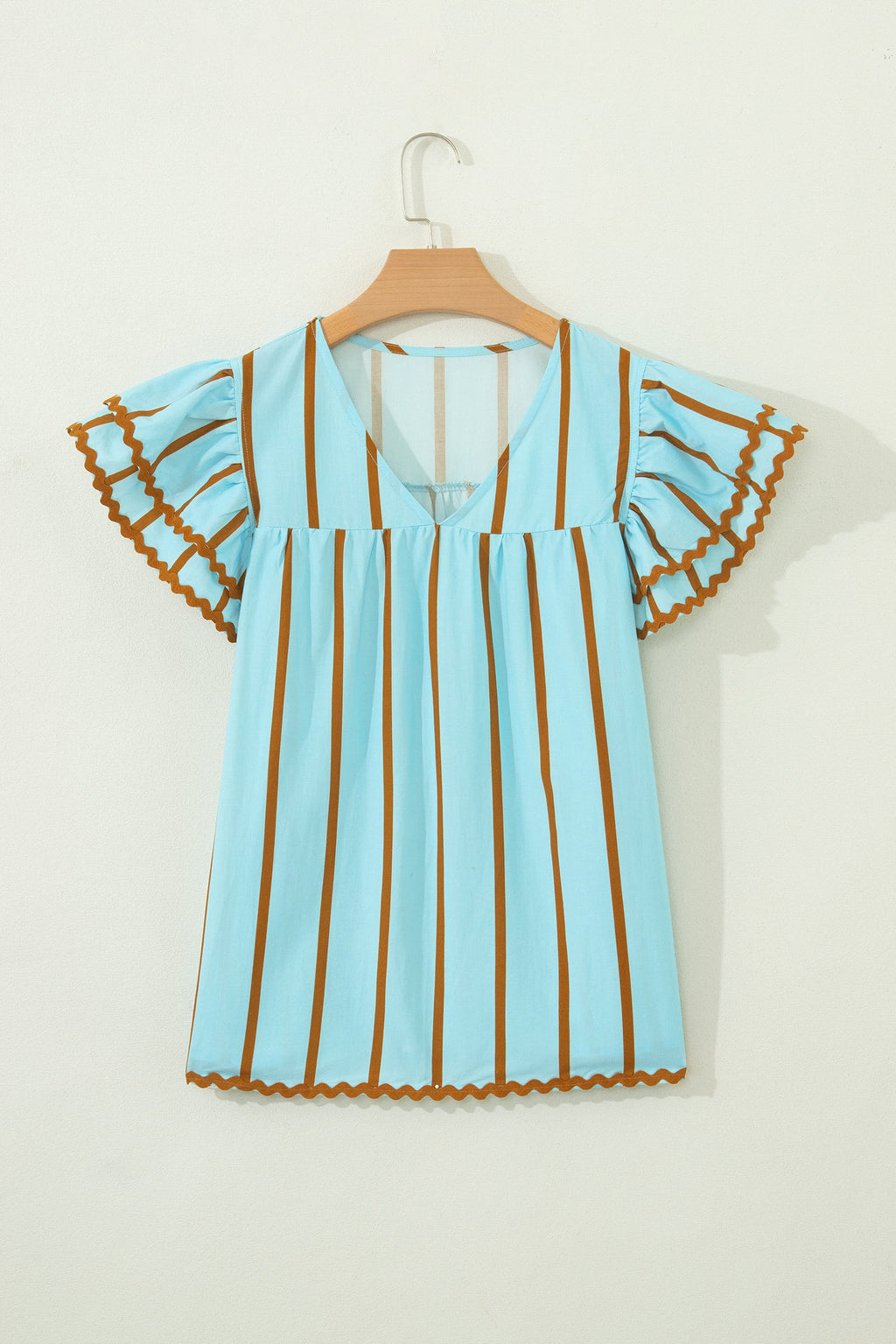 The Lina Stripe Ruffle Blouse