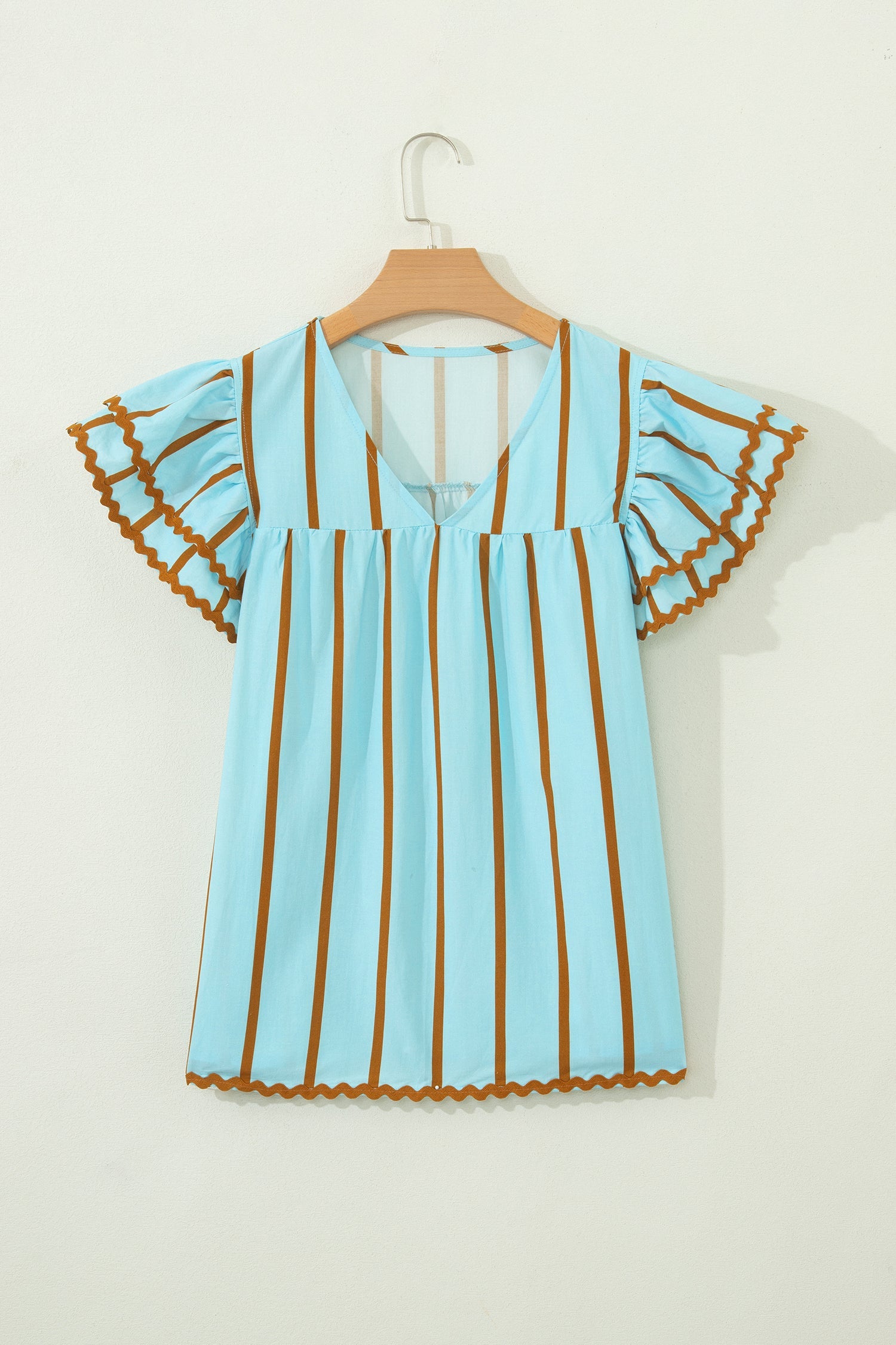 The Lina Stripe Ruffle Blouse