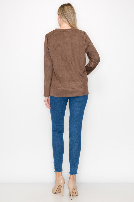 The Rockwell  Suede Top with Leather