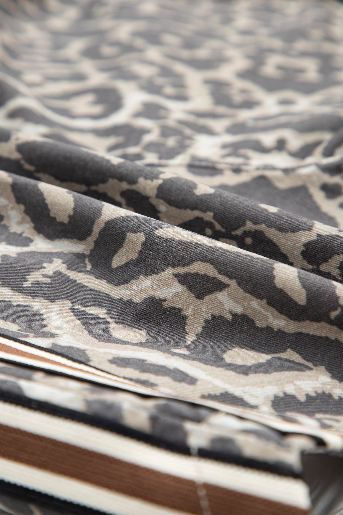 The Cleo Leopard Stripe Denim Shorts