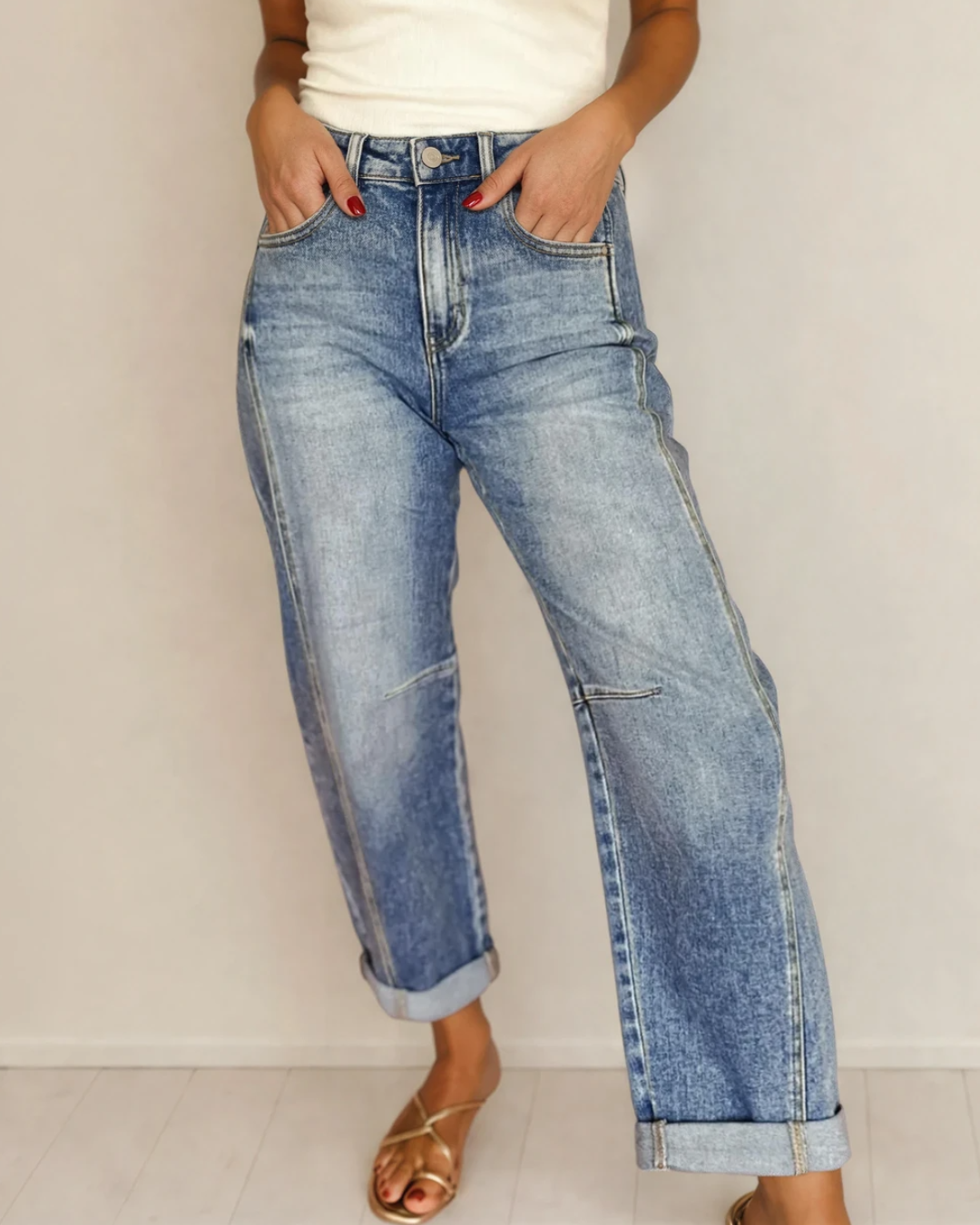 The Blythe Vintage Washed Seam Detail Jeans