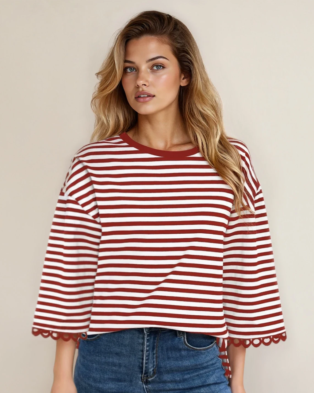 The Amira Lace Trim Bell Sleeve Top