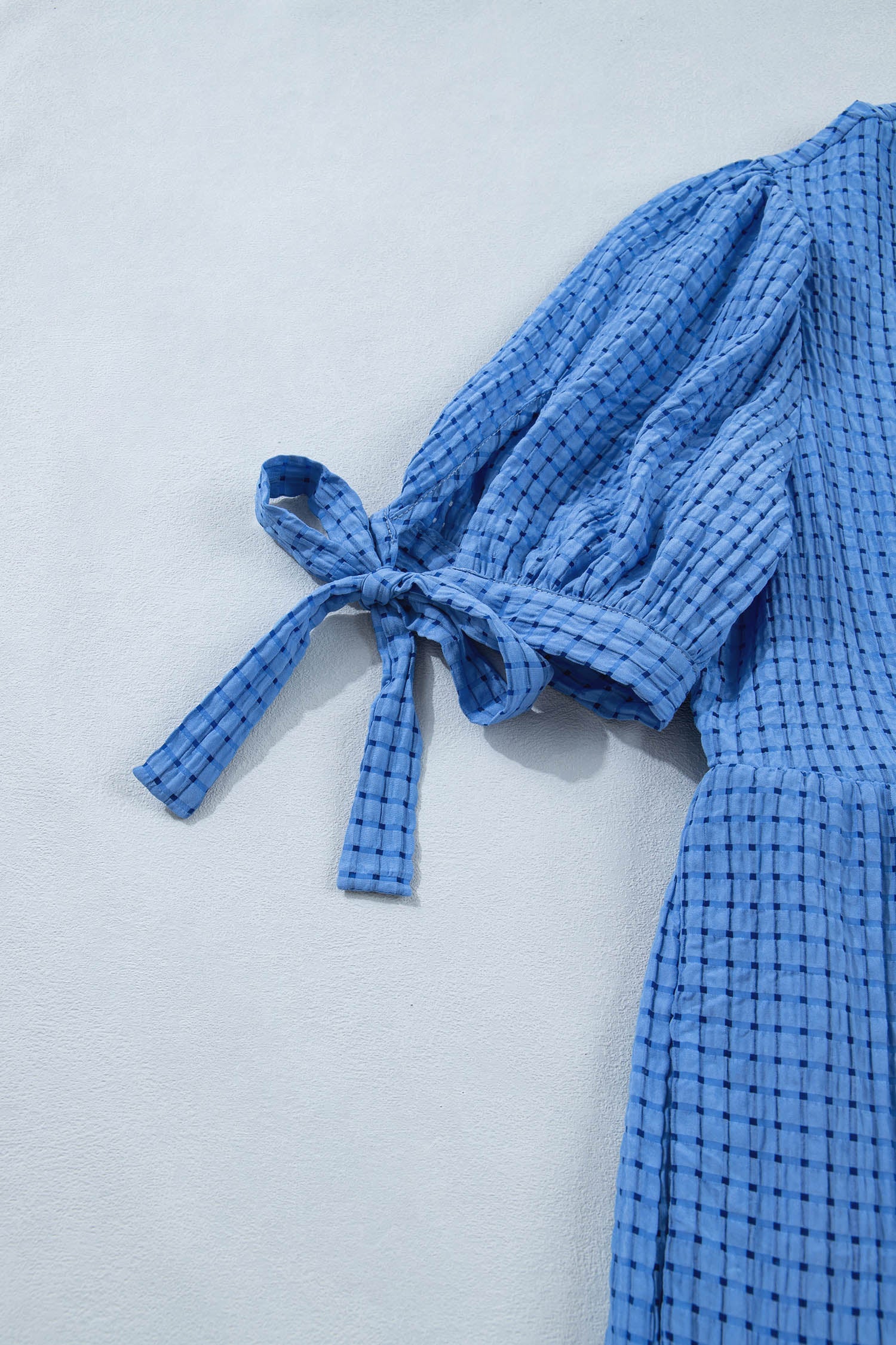 The Hartley Blue Gingham Bow Dress