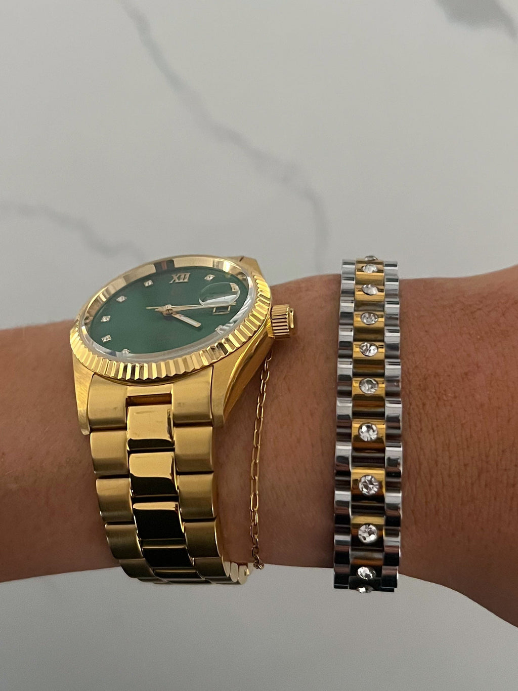 THE DIAMOND TWO TONED WATCH BAND BRACELET