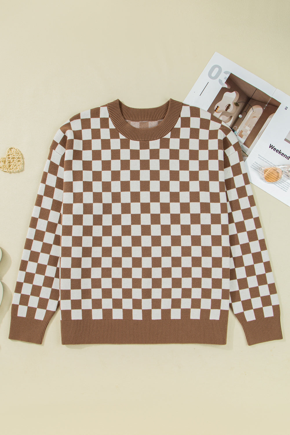 The Maxwell Checker Contrast Edge Crewneck Sweater