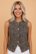The Kendall Leopard Denim Vest