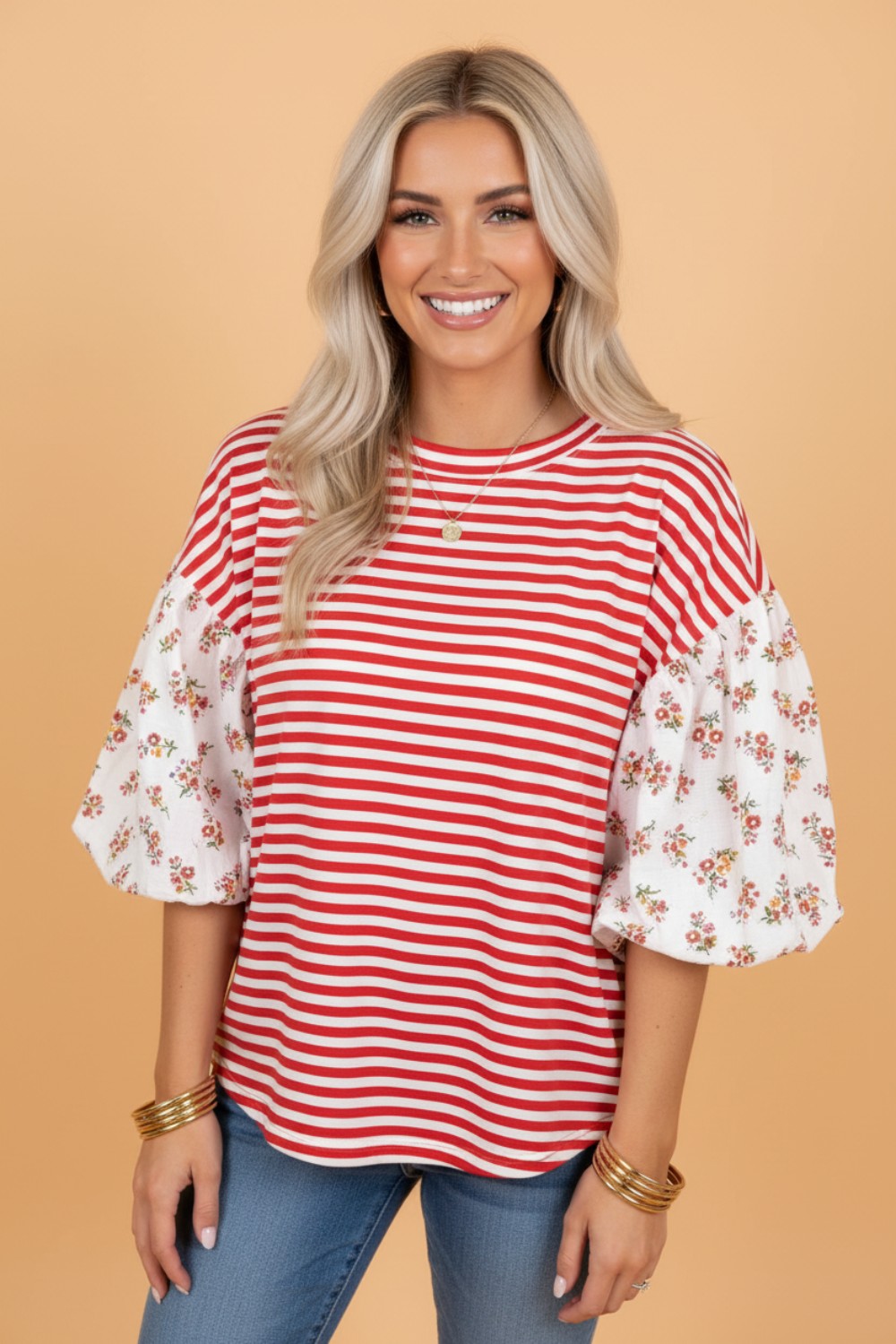The Adeline Floral Stripe Top