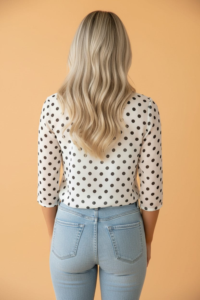 The Ellie Polka Dot Sheer Mesh Top