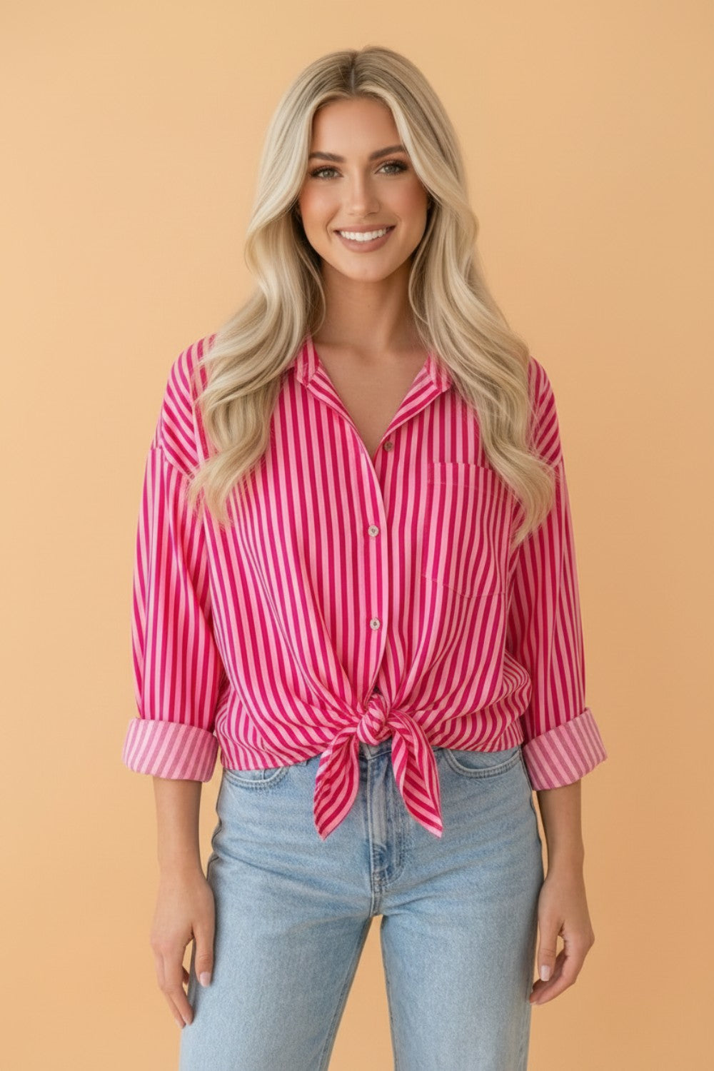 The Sutton Stripe Button-Up Blouse