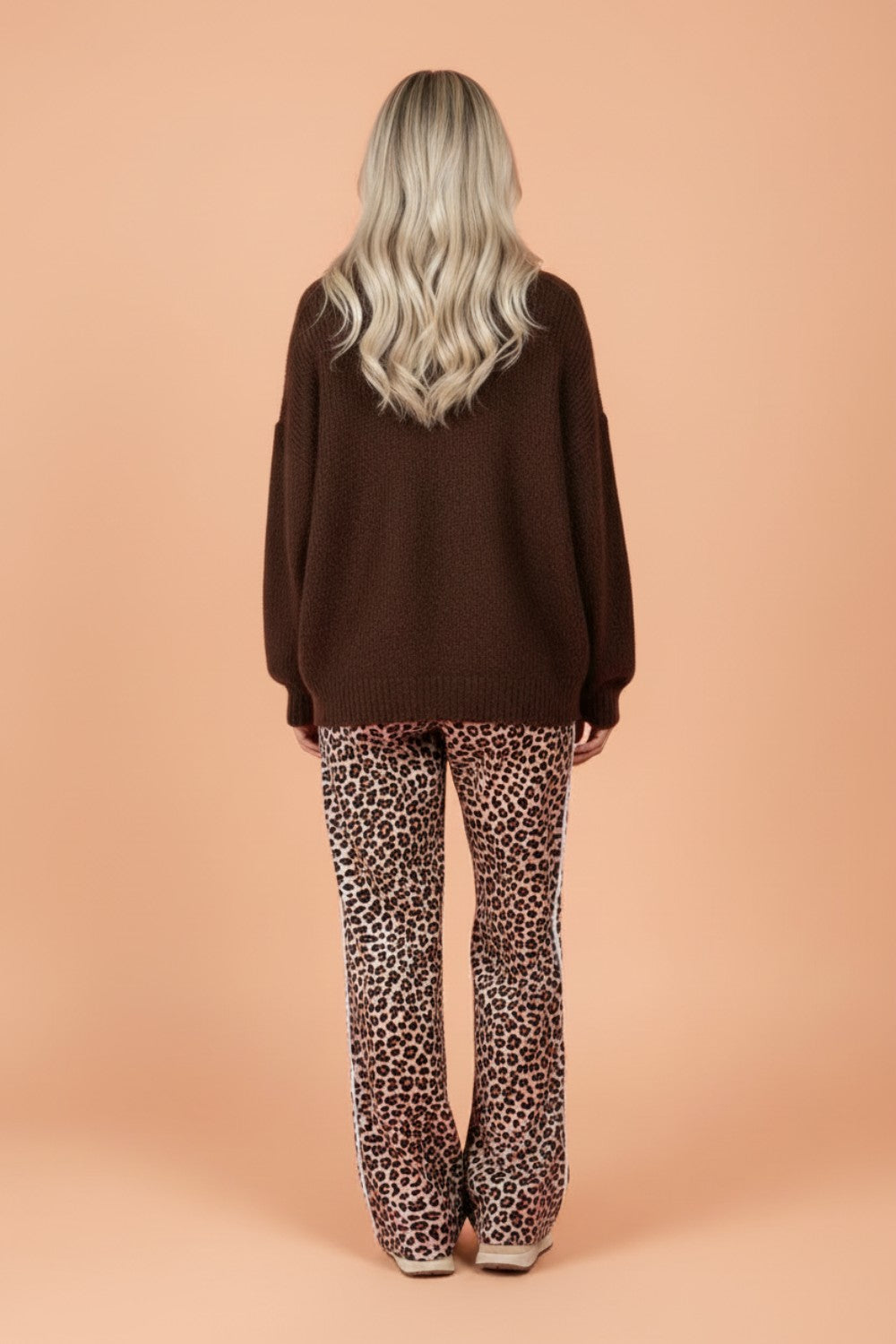 The Quinn Leopard Side Stripe Wide Leg Pants