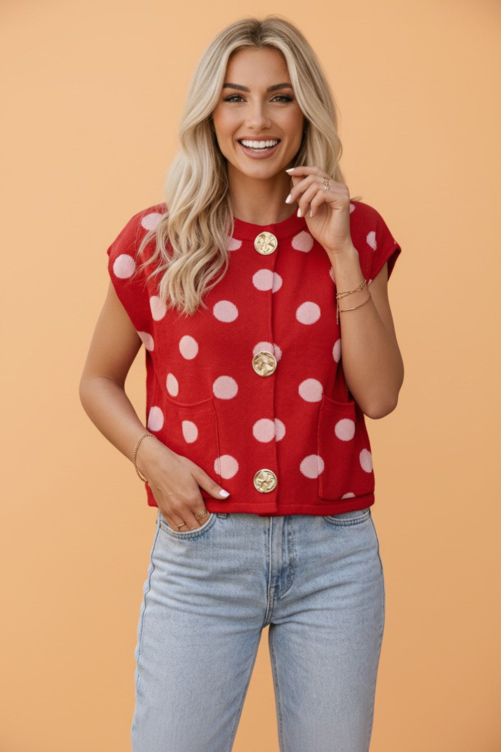 The Scarlett Polka Dot Knit Vest