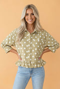 The Layla Ruffle Polka Dot Shirt