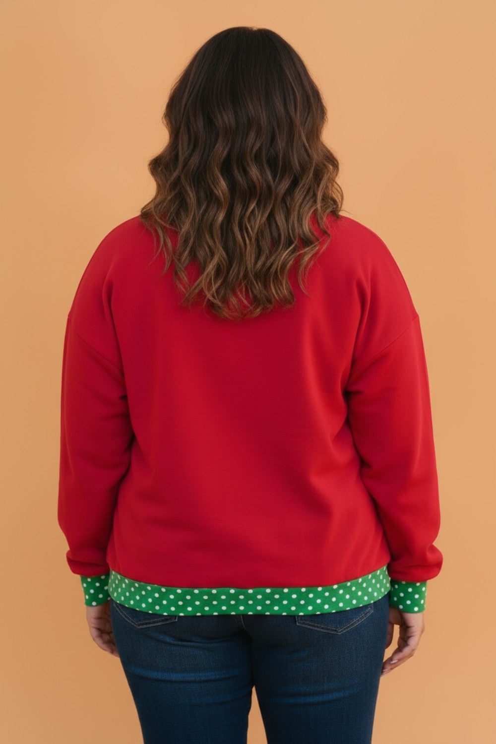 The Raven Dot Contrast Trim Mock Neck Sweatshirt