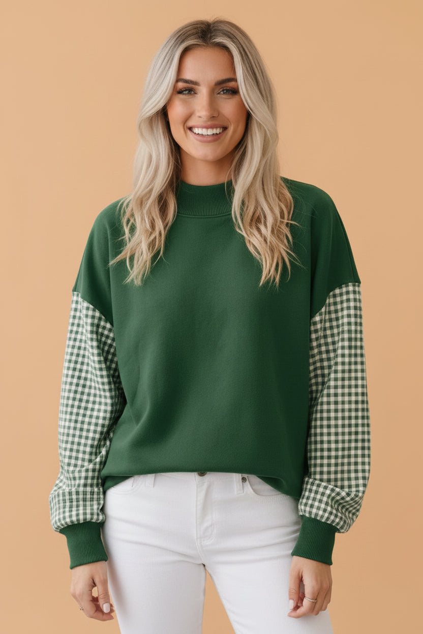 The Penelope Gingham Sleeve Sweatshirt