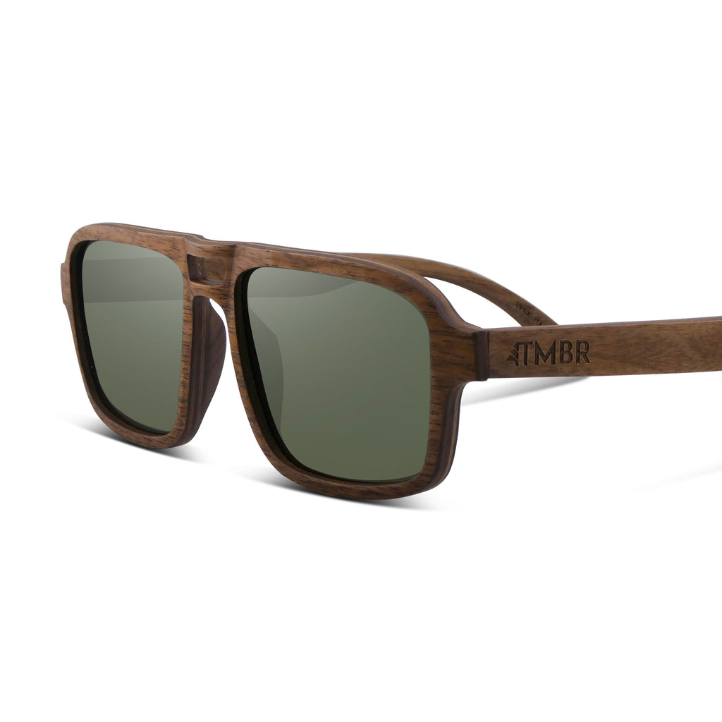 Flyer | Natural w/ Green | Wooden Sunglasses