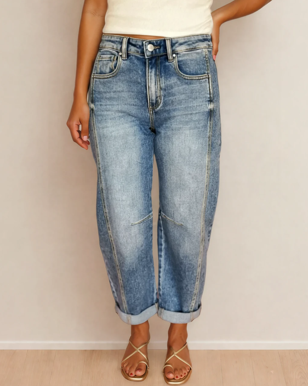 The Blythe Vintage Washed Seam Detail Jeans