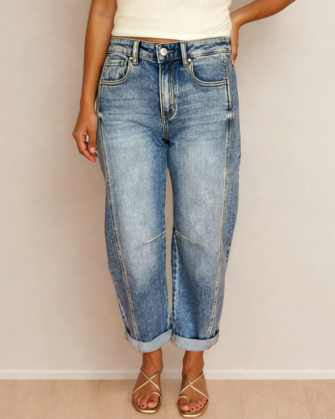 The Blythe Vintage Washed Seam Detail Jeans