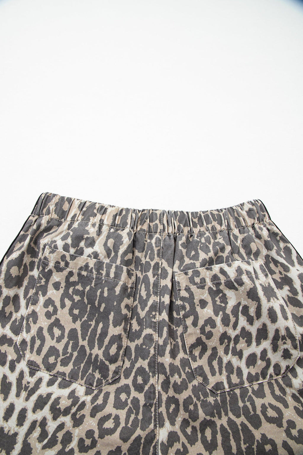 The Cleo Leopard Stripe Denim Shorts