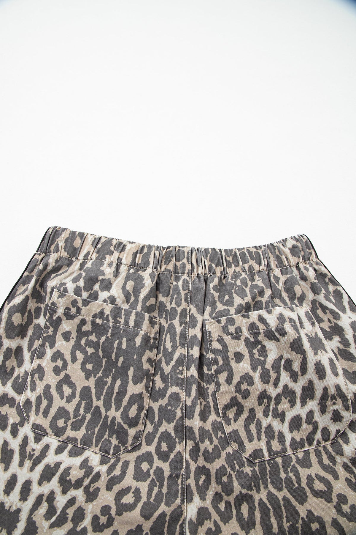 The Cleo Leopard Stripe Denim Shorts
