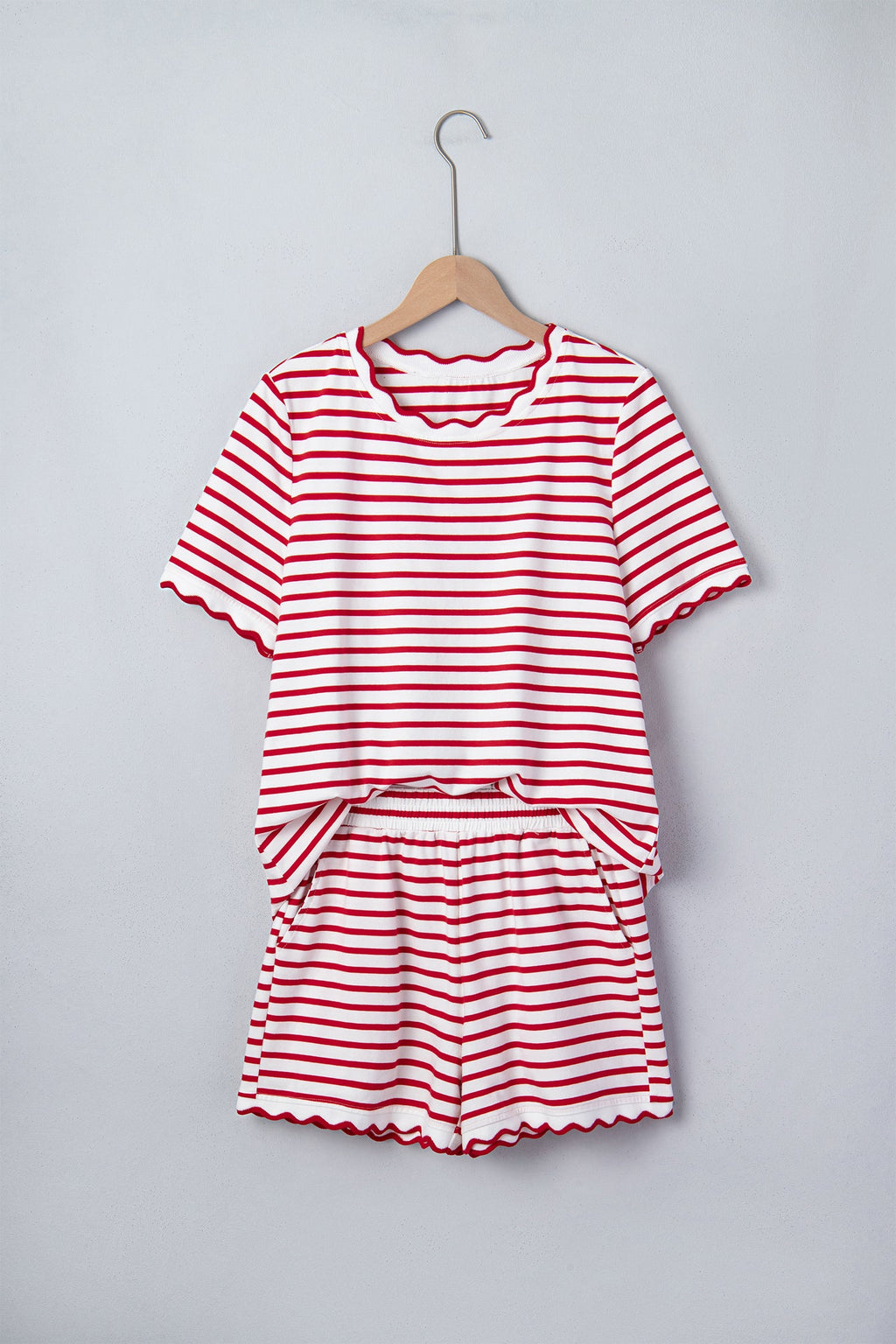The Maise Stripe Scallop Shorts Set