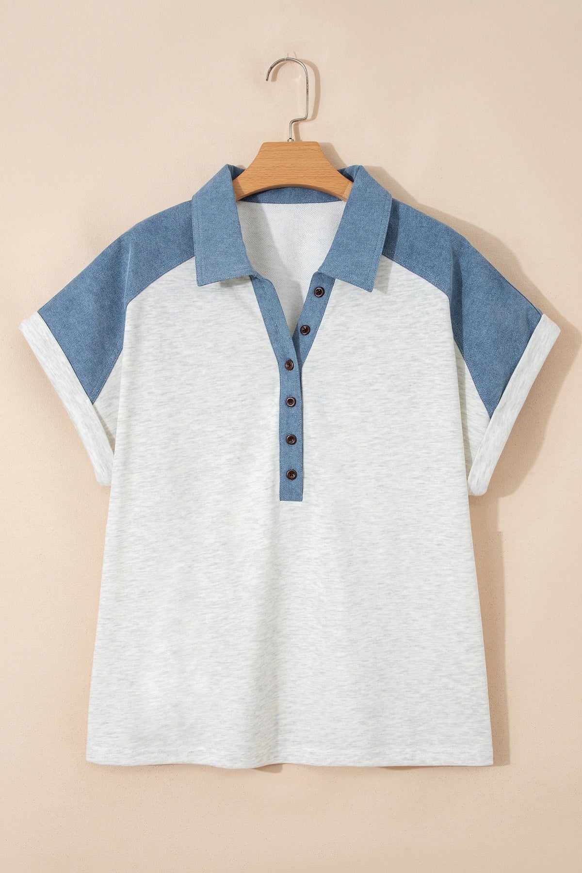 The Maren Denim Detail Polo Tee