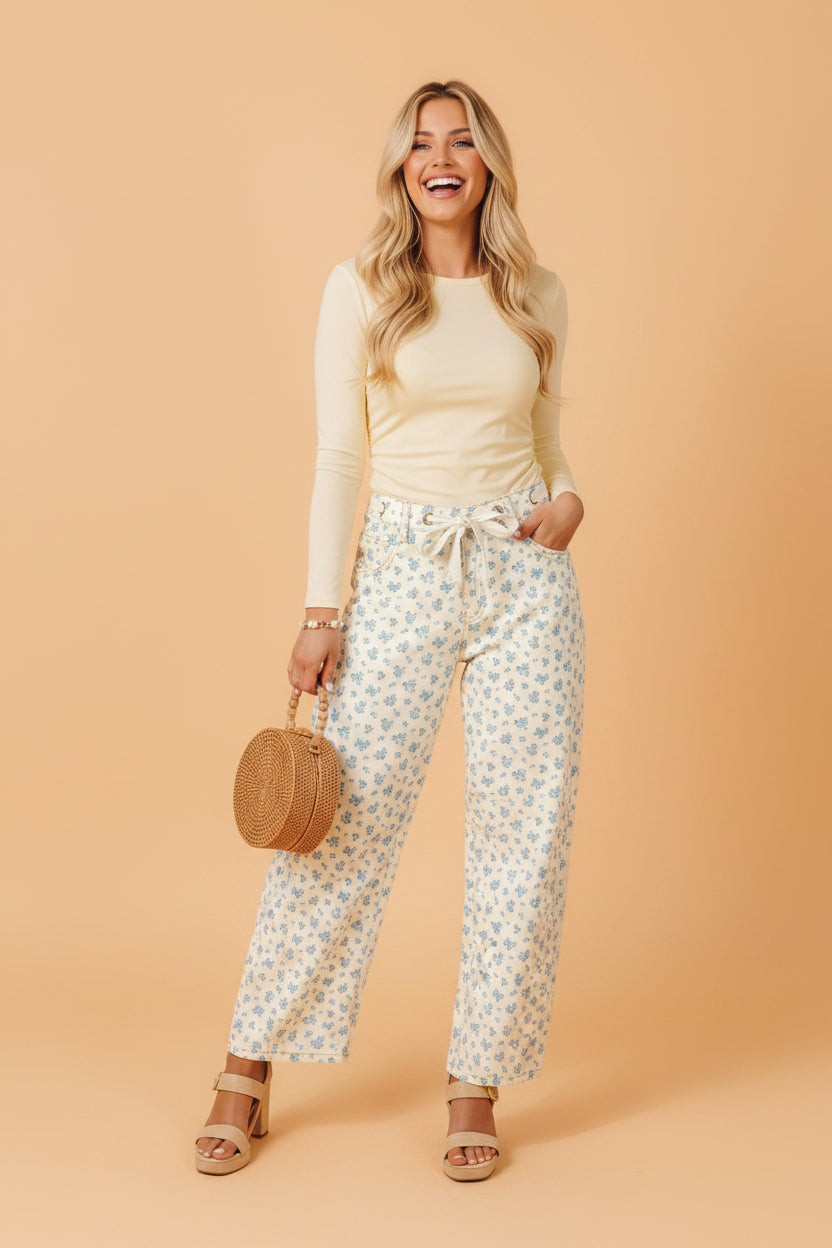 The Caroline Floral Barrel Leg Jeans